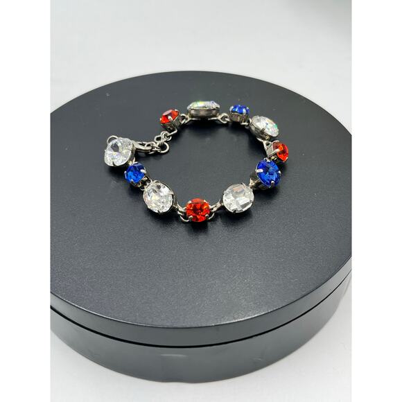 Sorrelli Vintage Red White Blue Crystal Patriotic Austrian Crystals Bracelet - Picture 3 of 7